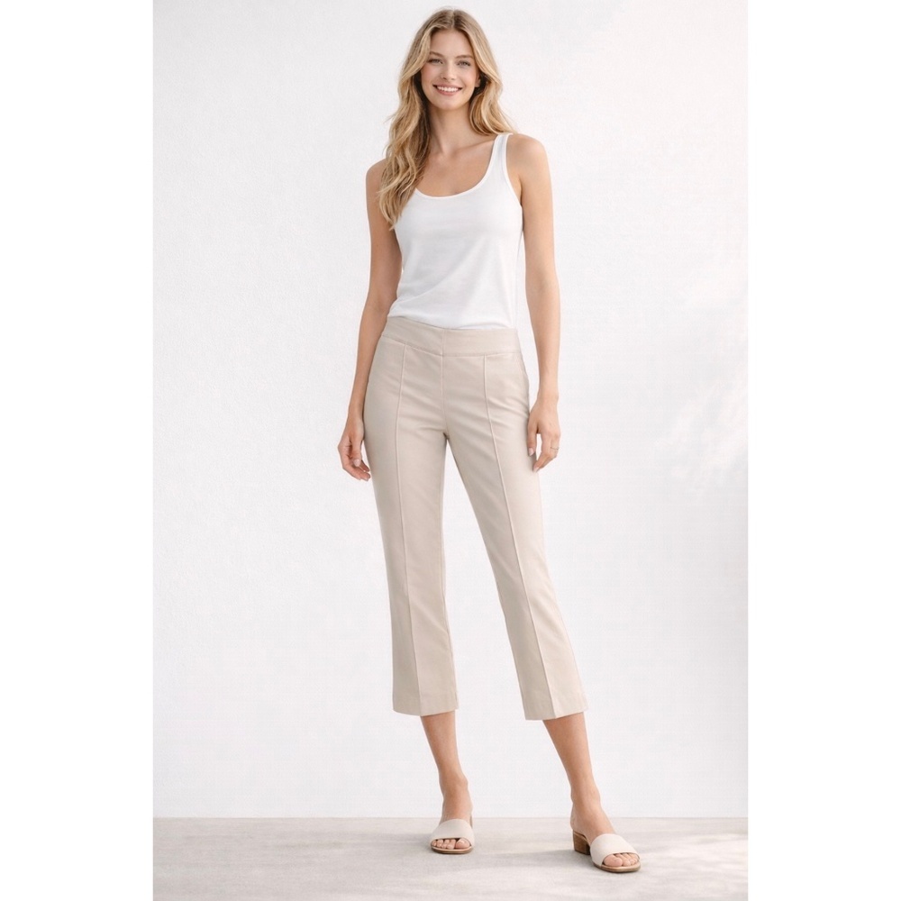 J MCLAUGHLIN CAPRIS PULL ON PINTUCK FRONT SEAM SLIGHT FLARE LEG CASUAL CHIC 10
